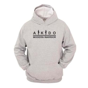 Imagem de Moletom Masculino Canguru Ragor Estampa Aikido Moderno Capuz, GG, Cinz