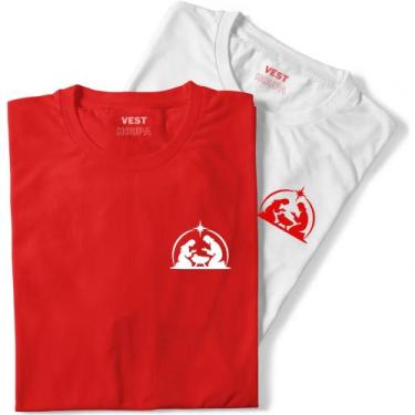 Imagem de Kit 2 Camisetas Casal Familia JESUS MANJEDOURA Natal Gospel - Vest Hou
