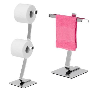 Imagem de Kit Porta Toalha De Bancada E Porta Papel Higiênico De Chão - HomeDeco