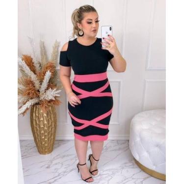 Imagem de Vestido Midi Plus Size X Moda Feminina Evangélica - Miss Flower, Preto