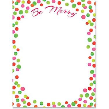 Imagem de Paperdirect Be Merry Holiday Dot Christmas Winter Theme Papelaria, papel de borda, papel timbrado 21 x 27 folhas, papel de escrita premium elegante, papel decorativo para impressora