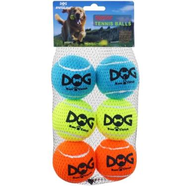 Imagem de INSUM Bolas de tênis pequenas para cães, 5 cm - pacote com 6 - bolas de cachorro estridentes para raças pequenas, brinquedos interativos para buscar e mastigar, perfeitas para brincadeiras ao ar livre