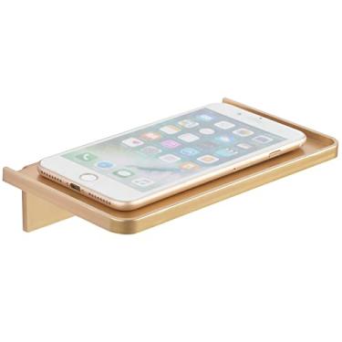Imagem de Prateleira de parede adesiva - Pequena prateleira de acrílico transparente para parede Wonder Shelf suporte para telefone Prateleiras para banheiro, cozinha, banheiro, escritório - dourado