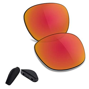 Imagem de TRUSHELL 20+ Opções Protetor de Nariz/Lente de Substituição para OAKLEY Game Changer OO9291 Óculos de sol, Black Nose Pad + Fire Red - Polarized, Game Changer