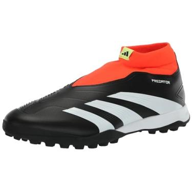 Imagem de adidas Tênis unissex 24 League sem cadarço, Preto/Branco/Vermelho Solar (Renda Elástica), 5.5 Women/4.5 Men