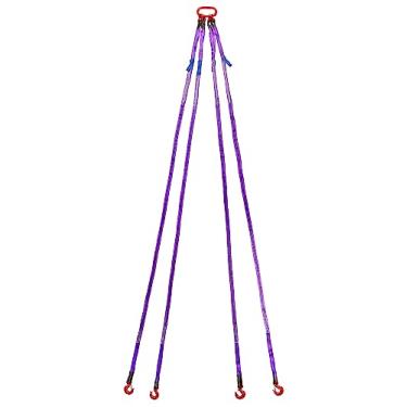 Imagem de QWORK Correia de corrente de 3 m, gancho de aço de liga G80, talha de corrente 3T, com gancho e ajustador de 4 pernas, para reboque seguro e manuseio de carga, Roxo, 2993 kg, Aço