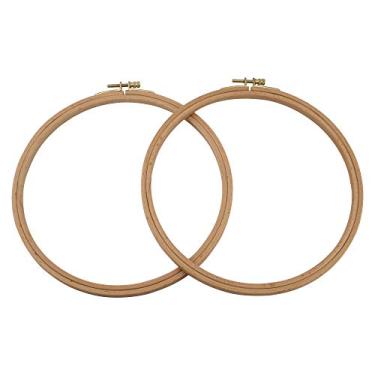 Imagem de guofa Bastidores de bordado para ponto de cruz, aros decorativos para pendurar, 2 peças de bastidores de madeira de faia