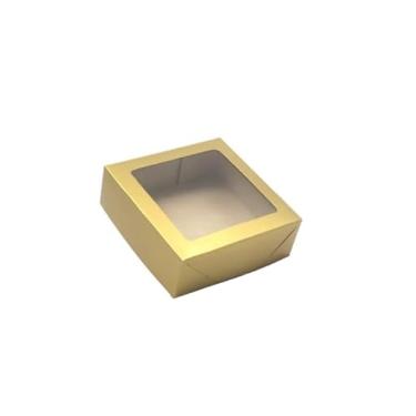 Imagem de 20 Caixas com Visor para Artesanato, Doces e Kit de Cosméticos: 12x12x4 cm (Ouro)