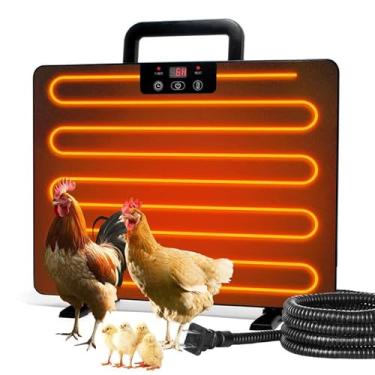 Imagem de WFhuaye Aquecedor de Galinheiro com Painel de Aquecimento Radiante, Aquecedor de Galinha com Função de Controle de Temporização e Temperatura Ajustável em 3 Velocidades