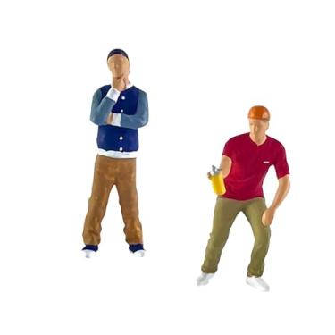 Imagem de Luwecf 2 Peças 1:64 Graffiti Menino Mini Colecionável Decoração de Mesa Minúsculo Model Artesanato para Decoração de Cena em Miniatura de Diorama