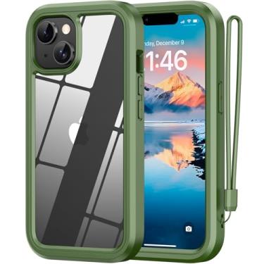 Imagem de ANB Capa para iPhone 13 Mini e iPhone 12 Mini, PC rígido + silicone macio 3 em 1 resistente a impactos de grau militar resistente a impactos de 5,4 polegadas suporta carregamento sem fio (verde)