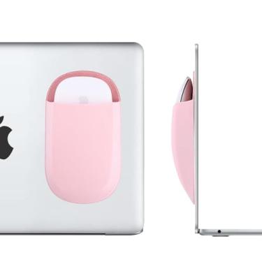 Imagem de Frankmate Bolsa adesiva universal para mouse, suporte de mouse adesivo reutilizável para laptop, sem resíduos de cola, suporte fino para mouse compatível com iPad ou MacBook (rosa)