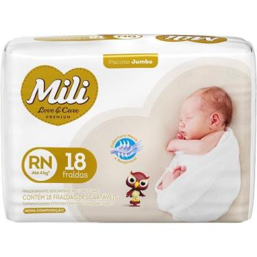 Imagem de Fralda Infantil Mili Love & Care RN com 18 unidades