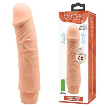 Imagem de Vibrador Prótese Realistica Silicone Texturizado Multivelocidade Baile Barbara (19,5cm)