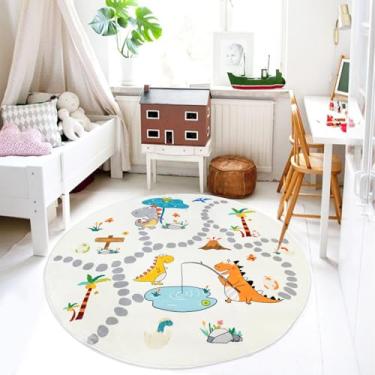 Imagem de Lacomfy Tapete infantil com 1,8 m de altura, círculo de dinossauro, para quarto de bebê, redondo, para crianças, meninas, antiderrapante, para sala de jogos, decoração de casa e interior