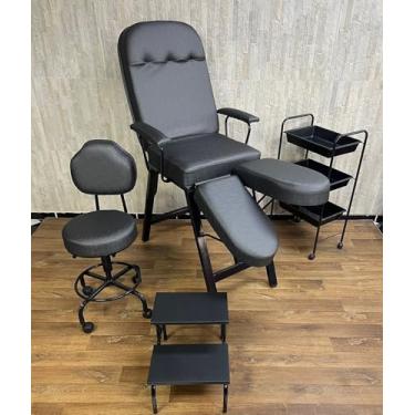 Imagem de Kit Maca Podologia 4 Peças - Maca/Mocho/Escadinha/Carrinho Auxiliar