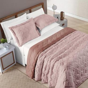 Imagem de Cobre Leito Casal Lint Micropercal 300fios 3pç 100% Poliéster - Rosé -