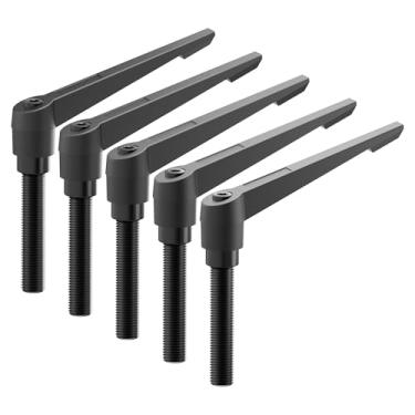 Imagem de Skweawert 5 peças de maçanetas de fixação, rosca macho M8 x 60 mm, parafuso giratório de liberação rápida ajustável, botões de parafuso para máquinas de torno, preto