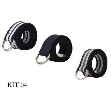 Imagem de Kit 3 Cintos Masculino Gorgurão Lona Esporte Fivela Argola - Bless Ace