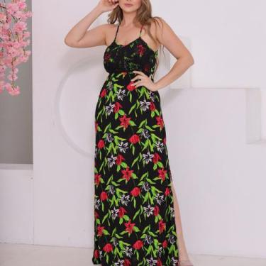 Imagem de Vestido Feminino Longo Regata Estampado Floral Casual - SML Fashion, M