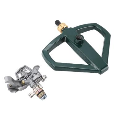 Imagem de Aspersor giratório de 360 graus, base de metal, rega automática para gramado e jardim (prata)