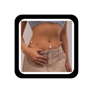 Imagem de Zeshimb Boho pérola concha cintura corpo corrente estrela do mar concha barriga corrente praia biquíni corrente corpo bugigangas oceano cintura cinto, one size, Metal não precioso, Sem Pedra Preciosa