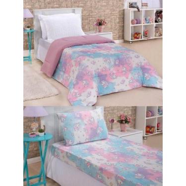 Imagem de Kit Edredom Solteiro Dupla Face E Lençol Capricórnio Malha - Casa Show