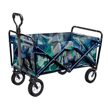 Imagem de Carrinho de puxar junto ao ar livre carrinho utilitário dobrável carrinho de jardim praia reboque carrinho com 4 rodas rolamento de carga 60 kg / 132 lbs para compras e pesca (estilo 1)