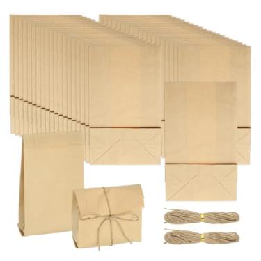 Imagem de PATIKIL 100 sacos de papel kraft, sacos de doces Kraft à prova de graxa, 21 x 12 cm, presente de lembrancinha com corda de juta para artesanato caseiro, presente de sabonete, marrom