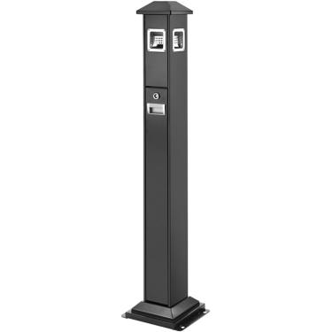 Imagem de Lixeira Ao Ar Livre, Lixeira Vertical De Metal, Coluna De Fuligem De Aço Inoxidável, Descarte De Bitucas De Cigarro Ao Ar Livre, Cinzeiro Ao Ar Livre, Lixeira Quadrada Com, Black, One Size