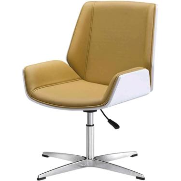 Imagem de Cadeira Executiva Sem Rodas Cadeira De Escritório Giratória De Altura Ajustável Inclinação Para Trás Cadeira De Computador Cadeira De Mesa De Couro Pu, Yellow