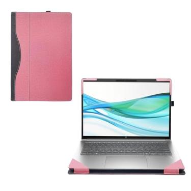 Imagem de RUNMEIJIA Capa para laptop para notebook HP ProBook 460 G11 / ProBook 465 G11 de 16 polegadas (não funciona com outros modelos HP). Capa removível para notebook de couro PU 2 em 1 (rosa)