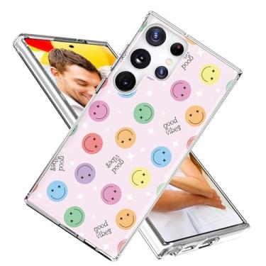 Imagem de ARTIOSIT Capa para Galaxy S23 Ultra, capa para Samsung S23 Ultra para meninas mulheres e homens, capa protetora fina e macia de TPU transparente com design para S23 Ultra, desenho fofo feliz sorriso