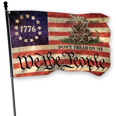 Imagem de KNAPAL Bandeira "Não Pise Em Mim" 3X5 Pés Para Áreas Externas, Bandeira "Nós, O Povo" De 1776, Poliéster, Impressão Dupla Face, Bandeiras Americanas Retrô Para Áreas Externas, Quintais, Ambientes In
