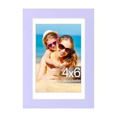 Imagem de decorUhome Porta-retrato 10 x 15 cm, exiba imagens de 9 x 12 cm com tapete ou 10 x 15 cm sem tapete, moldura de parede e mesa, roxo, 1 pacote