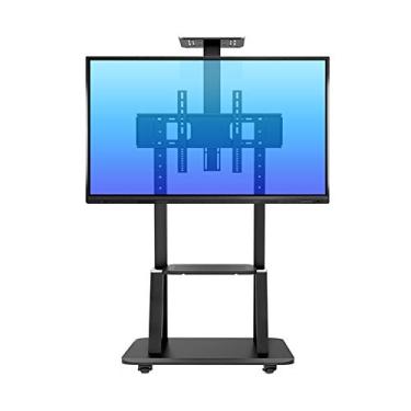 Imagem de Suporte giratório universal para TV de chão com altura de montagem ajustável para a maioria das TVs de até 75 polegadas, base de vidro temperado resistente, cenário bonito