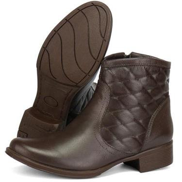 Imagem de Bota Feminina Cano Curto Montaria Couro Matelasse - Cla Clê, Marrom, 3
