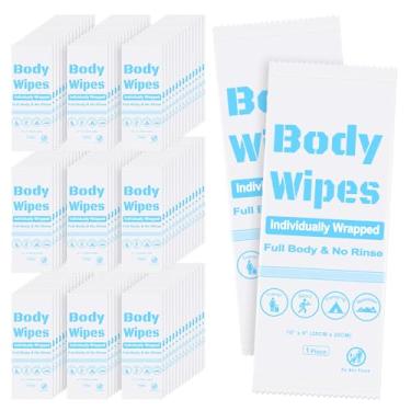 Imagem de Toalhetes corporais descartáveis, lenços de banho embalados individualmente a granel, sem enxágue, lenços de chuveiro grandes para viagens ao ar livre, acampamento após a academia (branco-100, 19,8 x
