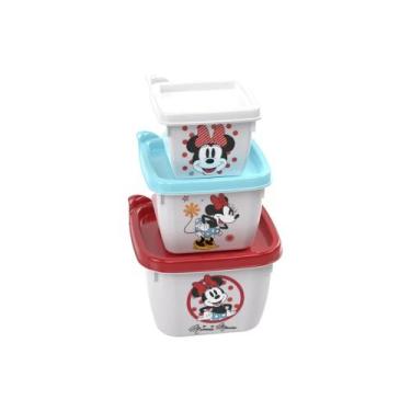 Imagem de Kit 3 Potes Conjunto Infantil Lanches Papinha Plasutil, Minnie