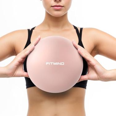 Imagem de FITMIND Bola de Pilates pequena para exercícios de 25 cm, bola central com canudo de inflação, bola de barra, bola dobrável para ioga, estabilidade, fitness, abdômen, treino, fisioterapia - rosa