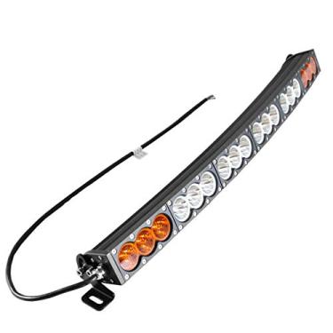 Imagem de Barra de luz LED curva de cor dupla 32 polegadas 180 W barra de luz de fileira única branco âmbar amarelo conjunto de inundação LED trabalho mergulho luz off-road condução neblina trabalho luz para caminhão SUV 4x4 4WD Pickup