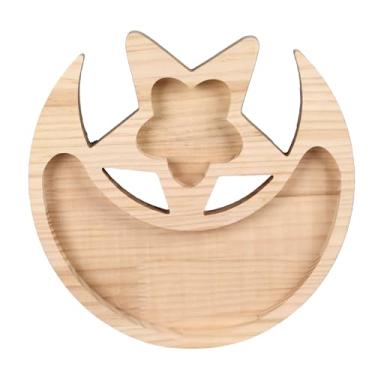 Imagem de Suporte de cristal grcfumo, bandeja de design de lua com exibição de prato em estrela, bandeja de cristal de madeira para cálculos curando cristais de armazenamento e organizador