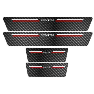 Imagem de Kit Soleira Protetora Porta Premium Red Fibra - Sentra - Jhow Adesivos