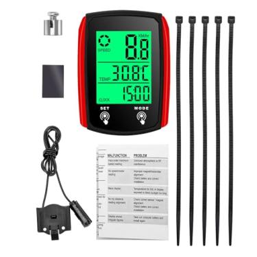 Imagem de Computador de bicicleta com fio LED de bicicleta digital Speedômetro odômetro Ciclo de toques de tela de computador à prova d'água com luz de fundo para a montanha Bike Bike Black (Preto e vermelho)