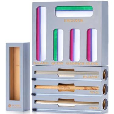 Imagem de Calmbee Organizador de bolsa de armazenamento, organizador de papel alumínio e plástico com cortador, organizadores de cozinha e armazenamento compatível com galão, litro, sanduíche, sacos de lanche e