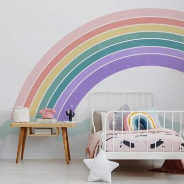 Imagem de Papel de Parede Quarto de Menina Arco-íris Colorido 9m²
