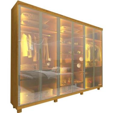 Imagem de Guarda Roupa Casal Gelius Imperatriz 6 portas em vidro reflecta luz de
