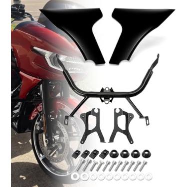 Imagem de MOTORFISH Painel De Carenagem Lateral Com Kit Suporte, Capa Spoiler Inferior Compatível Harley Touring Road Glide 2024-Up, Cvo 2023-Up, St 2024-Up (Preto Brilhante)