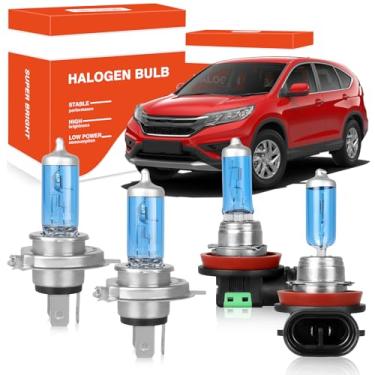 Imagem de OQSNCV Adequado Para Honda Cr-V Crv 2002-2004, 2007-2014 Lâmpadas De Farol Halógenas Alto Desempenho, 9003/H4 Alto/Baixo + Kit Substituição Neblina H11 100W 4200K, Pacote Com 4