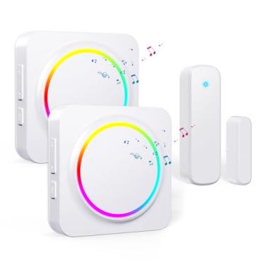 Imagem de Sino de porta, campainha de sensor de porta quando a porta abre, alarme de entrada de porta BITIWEND para empresas/casa/escritório/loja, alcance de 600 pés, 32 sinos 5 volume ajustável alerta de